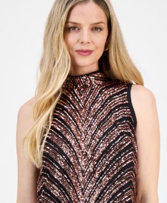 Petite Sequin Bow-Back Sleeveless Shift Dress