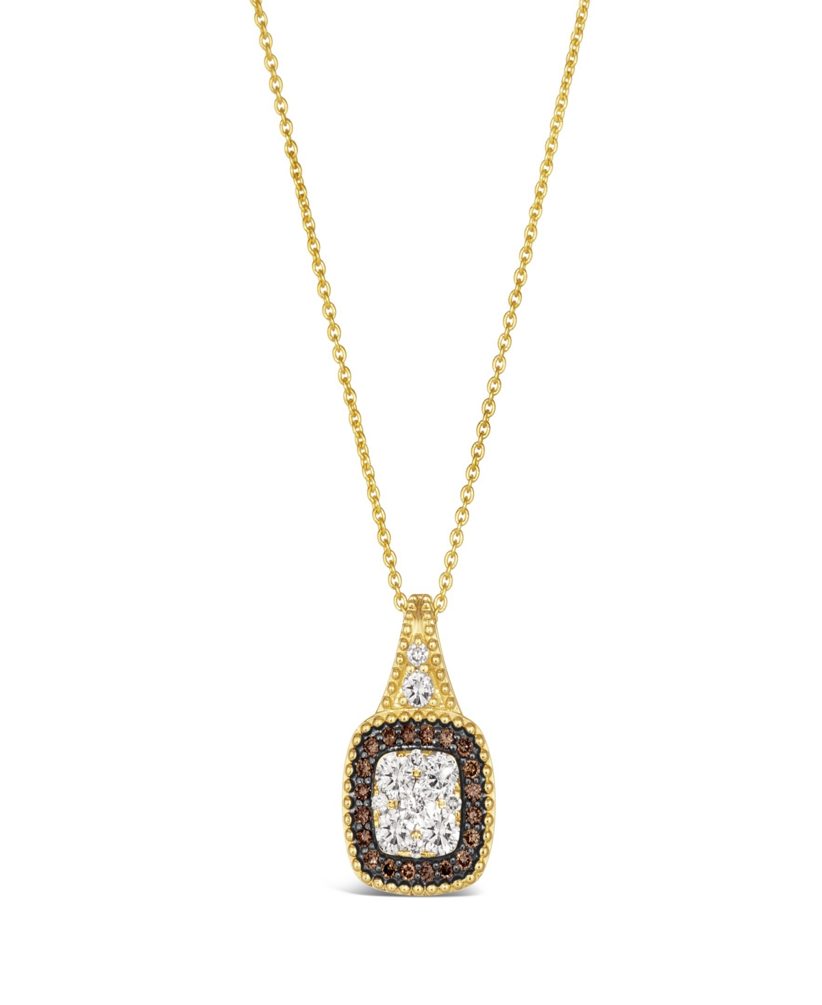 Le Vian Chocolate Diamond (.15 Ct. T.w.) And Nude Diamond (.43 Ct. T.w.) Square Pendant Necklace In 14k Hone In Gold