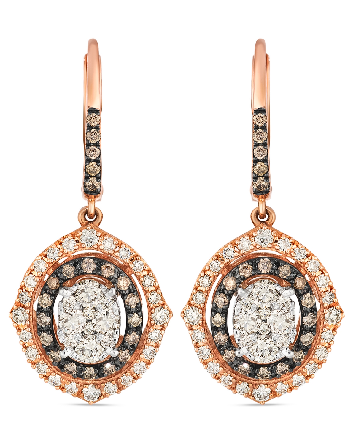 Le Vian Nude And Chocolate Drop Earrings (0.26 Ct. T.w.) In 14k Two-tone Gold In Multi