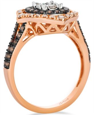 Nude and Chocolate Diamond Ring (0.87 ct. t. w.) in 14K Two Tone Gold