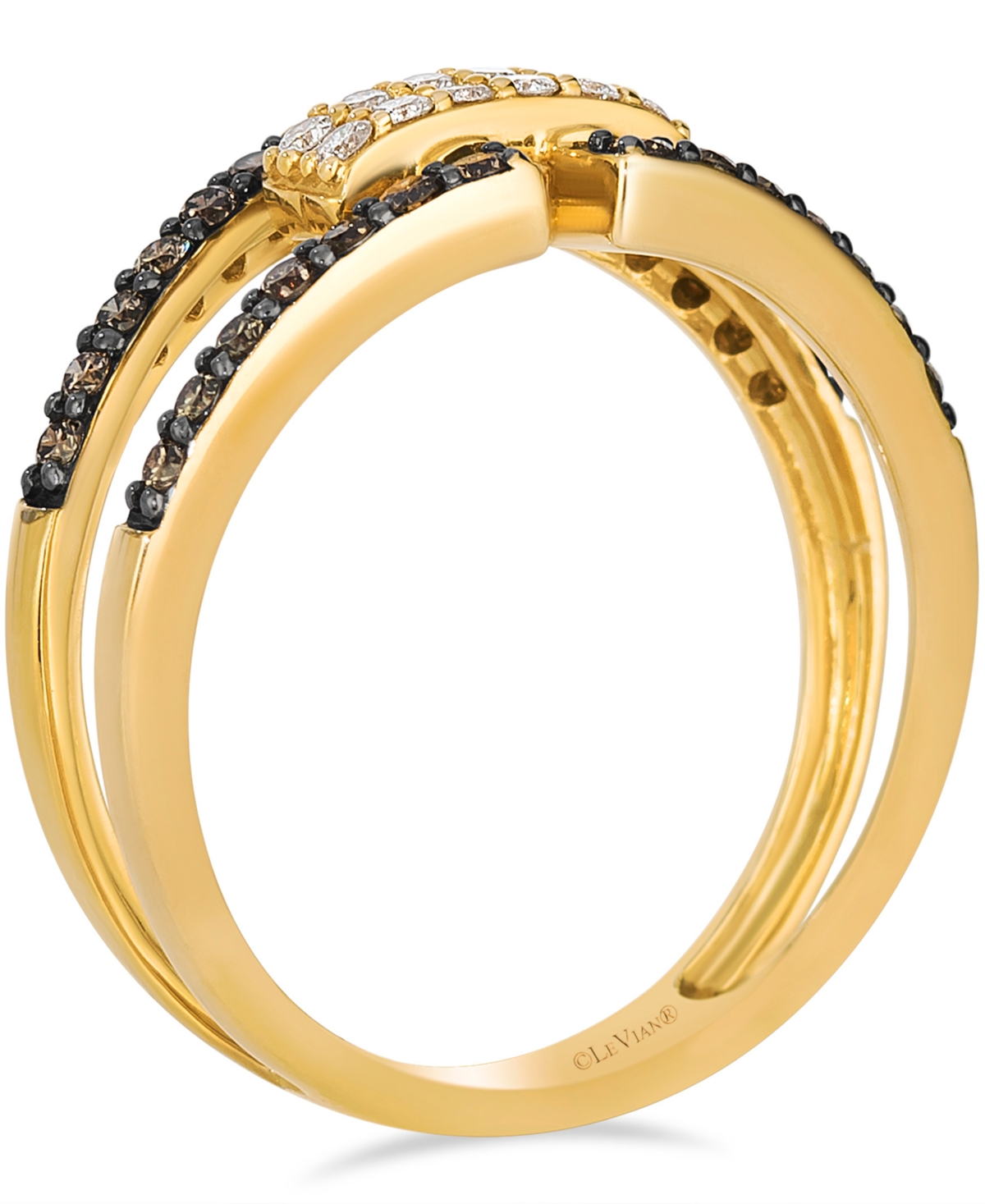 Le Vian Vanilla Diamond (0.13 Ct. T.w.) And Chocolate Diamond Ring (0.34 Ct. T.w.) In 14k Honey Gold In Gold