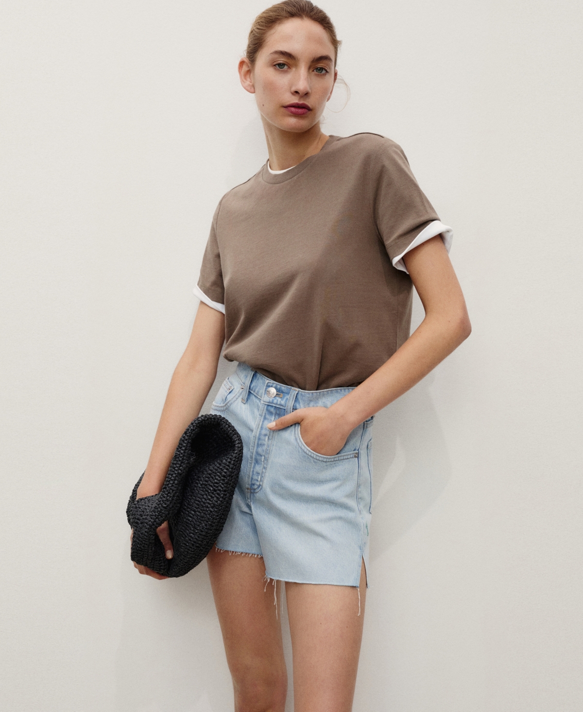 Mango Women's Frayed Hem Denim Shorts In Blue