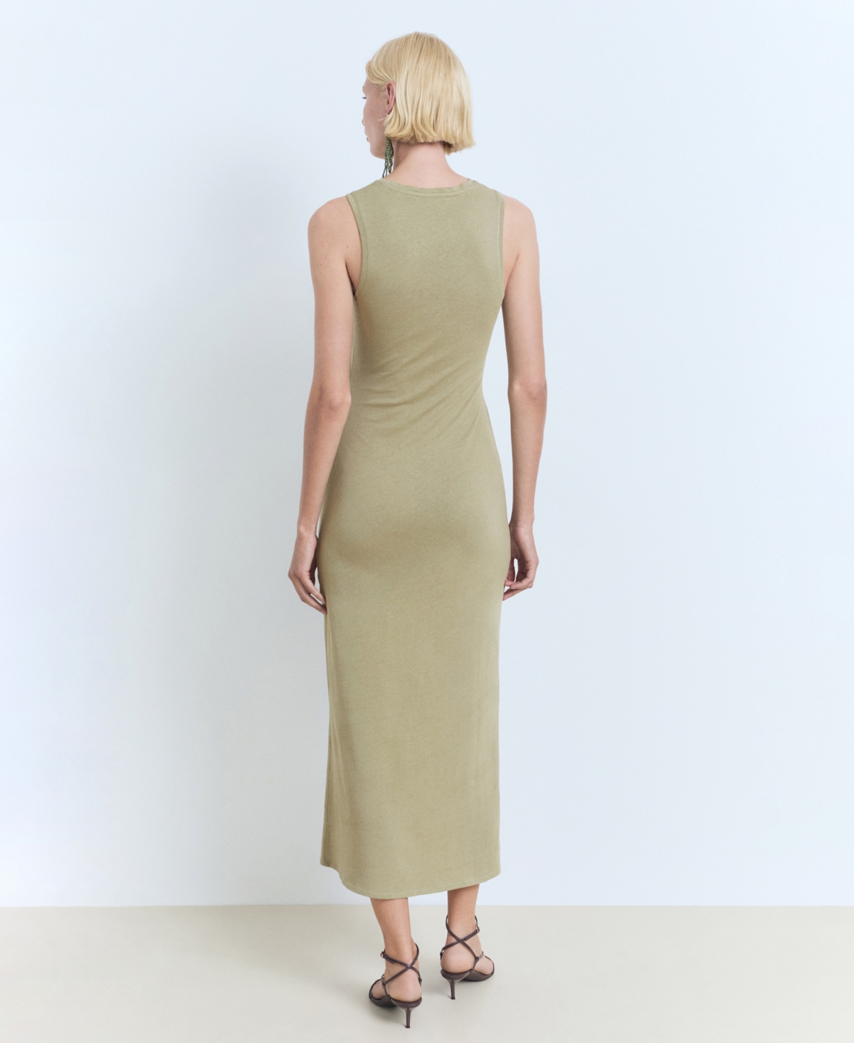 Mango Women's Knot Detail Cotton Midi Dress