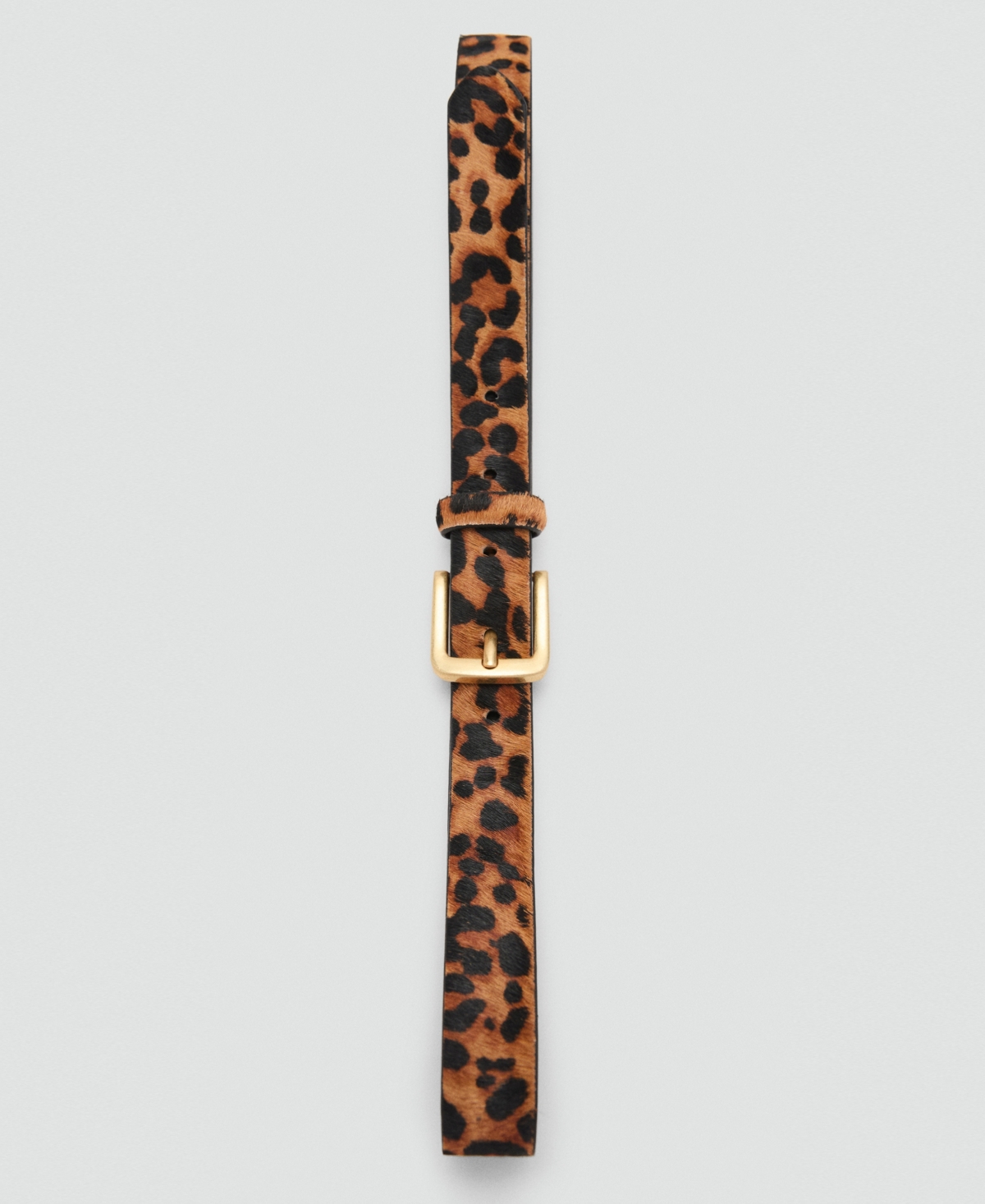 Mango Animal Print Genuine Calf Hair Belt In Brown