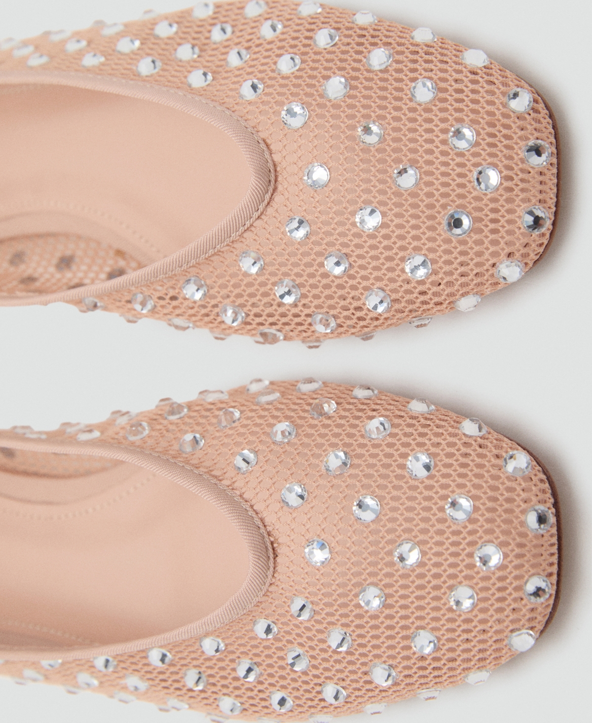 Mango Mesh Rhinestone Ballerina Nude In Pink