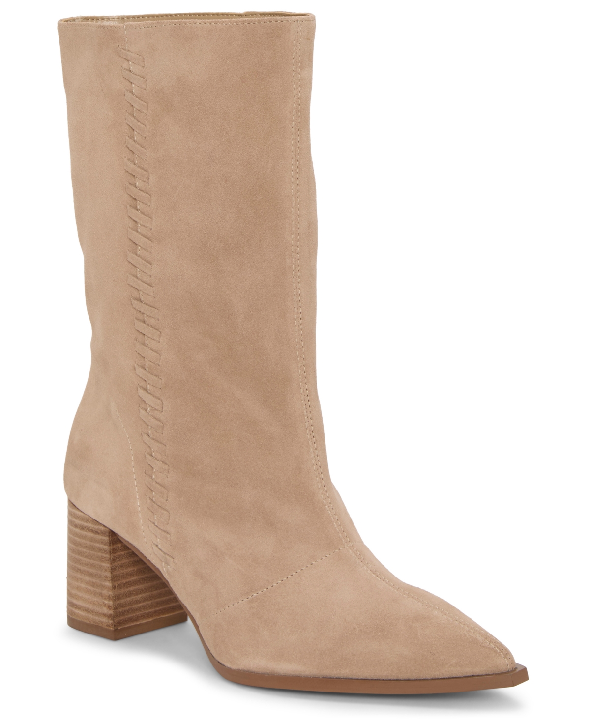 Vince Camuto Lorrys Whipstitch Block Heel Boot In Brown