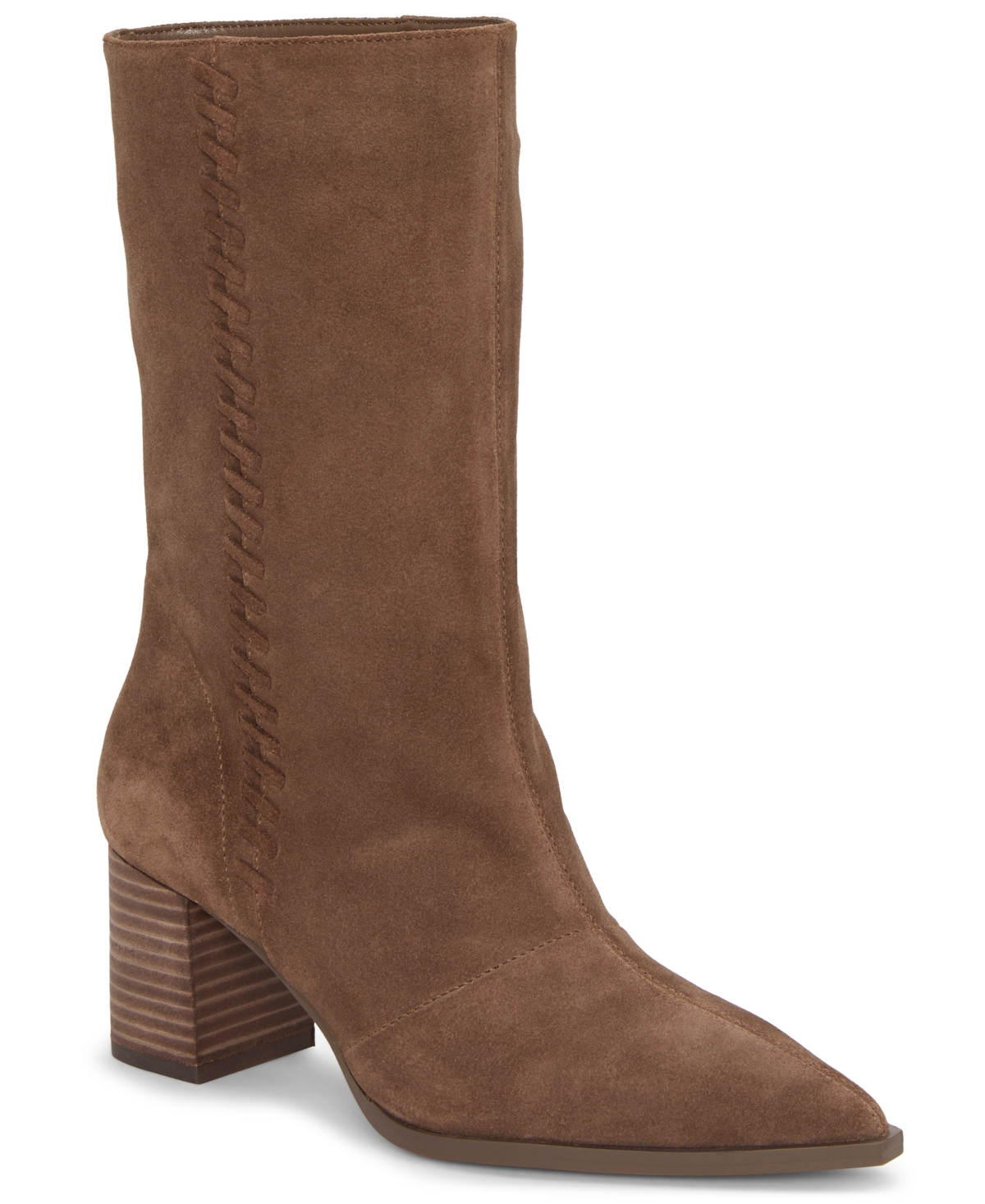 Vince Camuto Lorrys Whipstitch Block Heel Boot In Brown