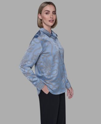 Women's Printed Collared Neck Blouse