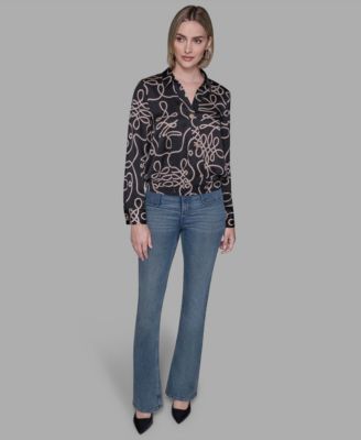 Women's Printed Crossover Blouse