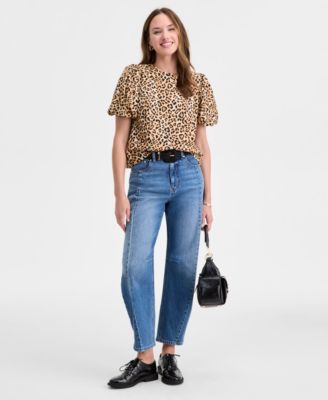 Woven Puff-Sleeve Top, Macy's Exclusive