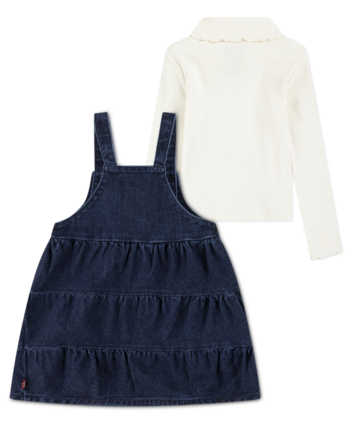 Levi's Little Girls 2-piece Long Sleeve Top And Sparkle Tiered Skirtall Set In Black