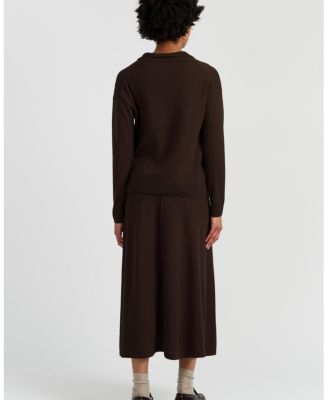 Women's Wool Cashmere Blend V Neck Collared Sweater