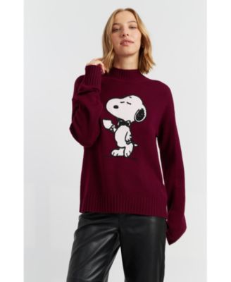 Women's Wool-Cashmere Tea Time Snoopy Sweater