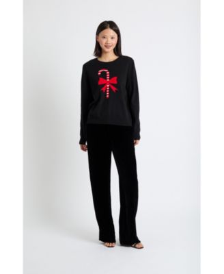 Women's Wool-Cashmere Candy Cane Sweater