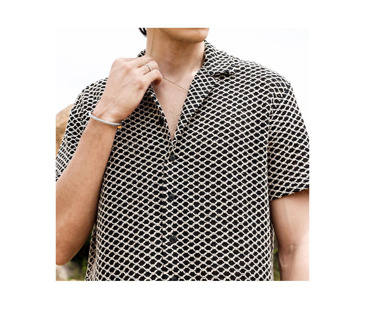 Мужская рубашка Cahoot Campus Sutra Contrast Rhombus Oversized, цвет: Чёрный — фото 7