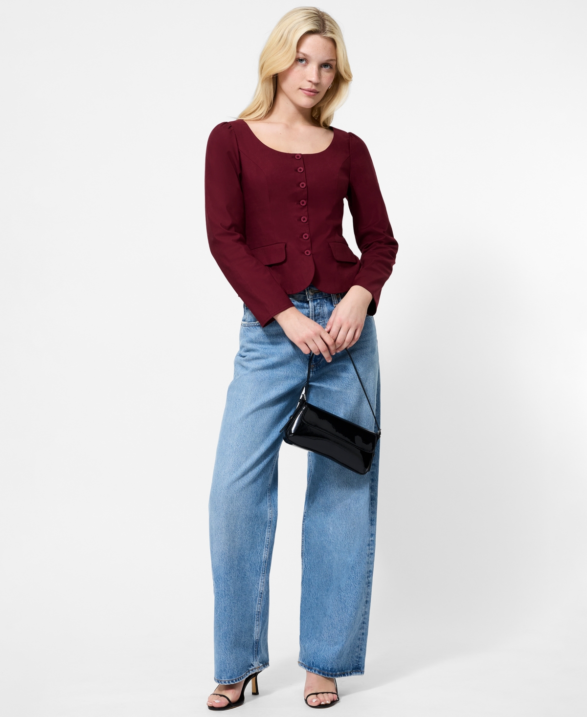 French Connection Women's Long Sleeves Poplin Top In Brown