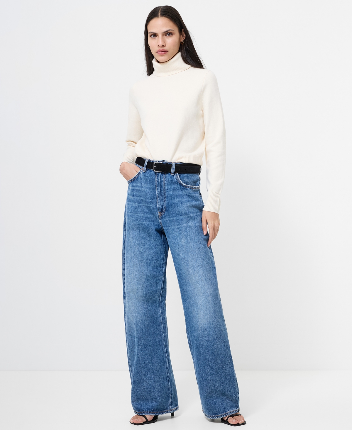 French Connection Long Sleeve Sweater Top In White