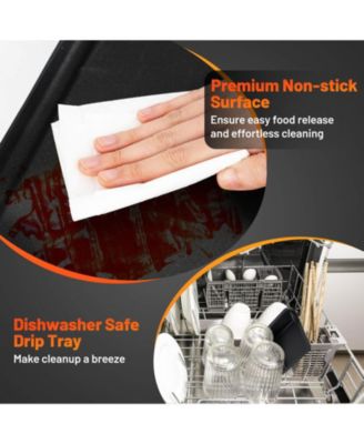 Extra Large Electric Teppanyaki Grill with 2 Cooking Surface Adjustable Temperatures and Drip Tray