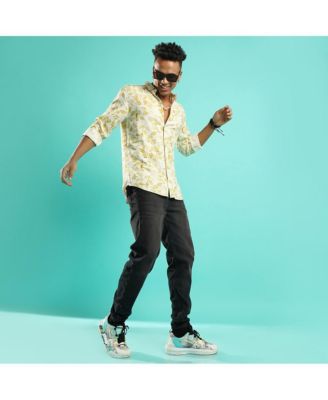 Men's Artistic Foliage Print Button Up Shirt