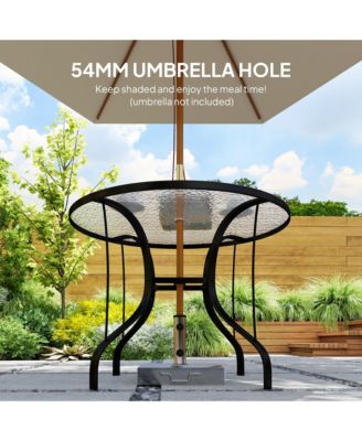 38" Round Patio Table, Tempe Glass Outdoor Dining Table,