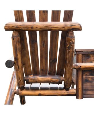 Double Adirondack Chair Loveseat w/ Table & Ice Bucket, Varnished Wood