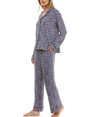 Women's 2-Piece Long Sleeve Top and Printed Pajama Set