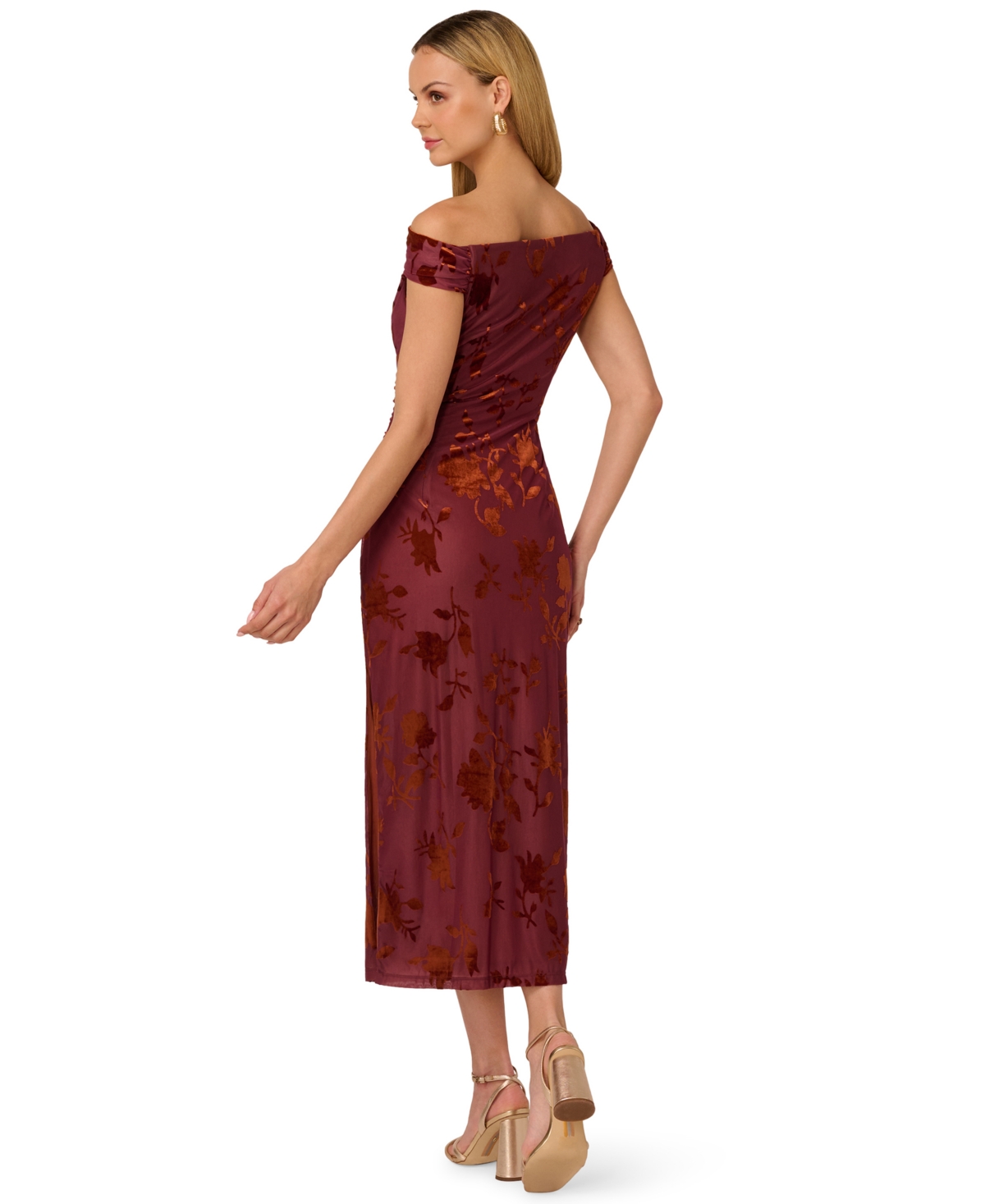 Adrianna Women's Burnout Velvet Midi Dress In Red