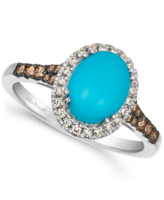 Robins Egg Blue Turquoise (2 ct. t.w.) and Diamond (1/3 ct. t.w.) Halo Ring in 14k Rose Gold