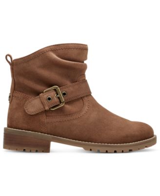 Women's Thrill Buckle Strap Ruched Booties