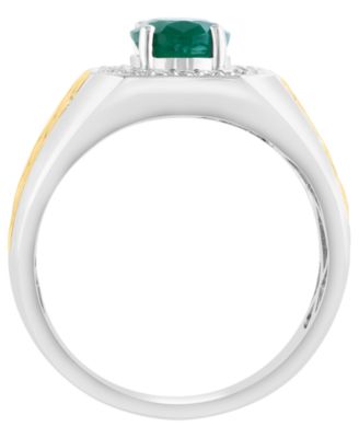 Men's Diamond (1/3 ct. t.w.) and Emerald (1-1/2 ct. t.w.) Ring in 14K Two Toned Gold
