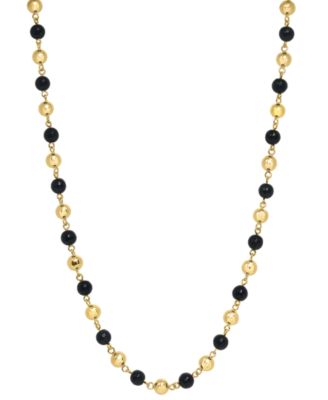 Black Agate Necklace (39 ct. t.w.) in 14k Gold Plated Silver
