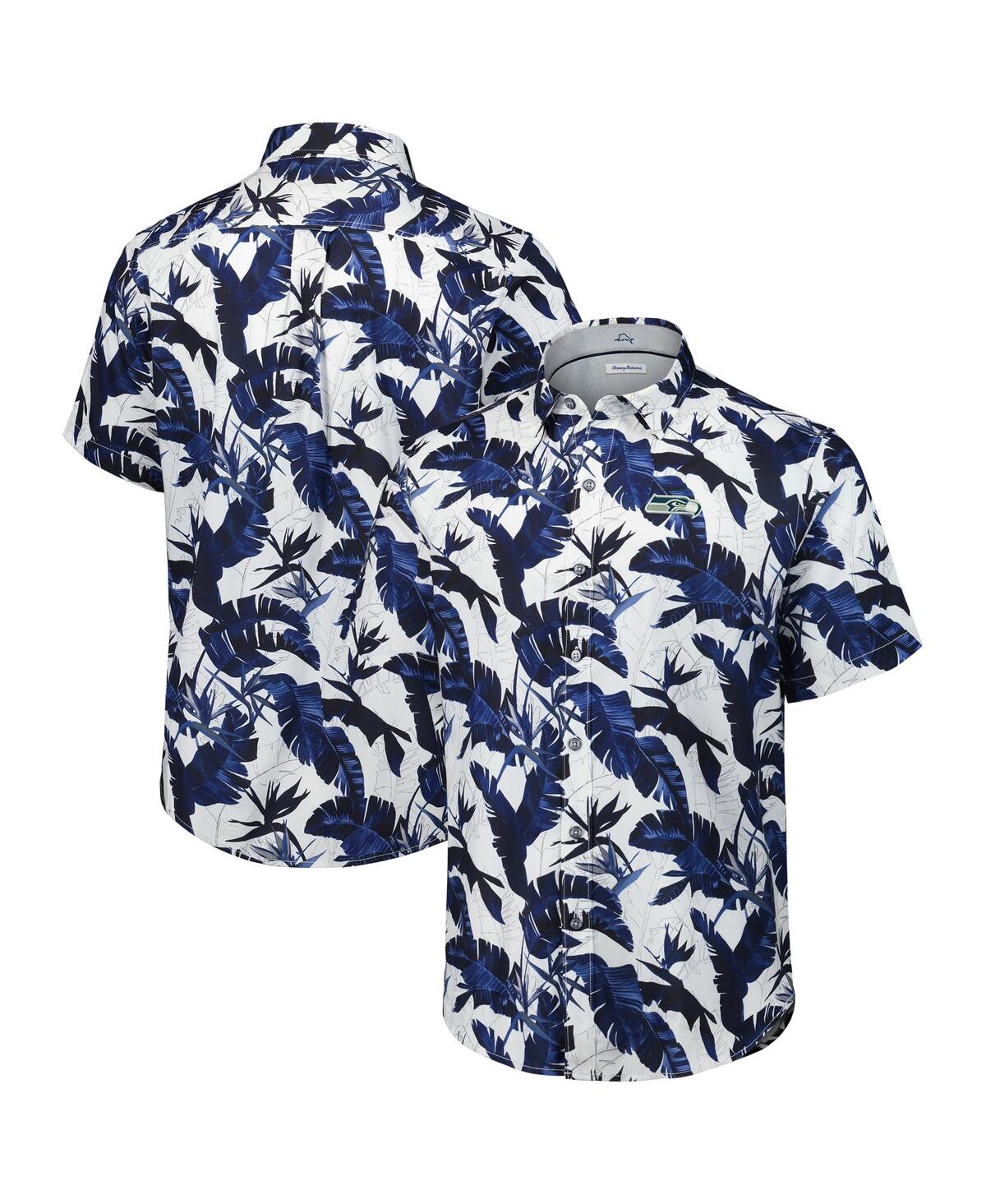 Tommy Bahama Men's College Navy Seattle Seahawks Sunnyvale Blooms Camp Button-Up Shirt