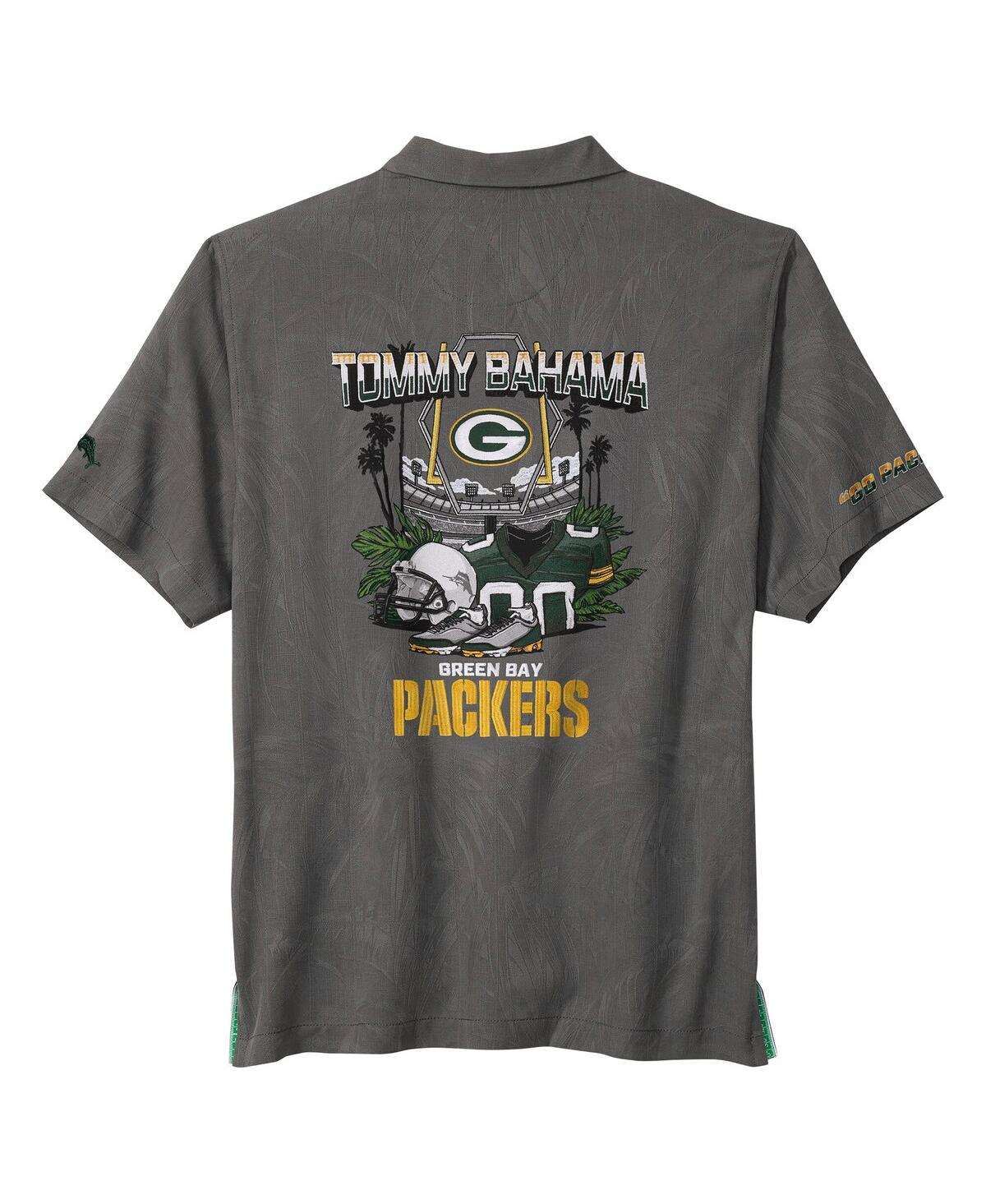 Tommy Bahama Men's Gray Green Bay Packers Endzone Paradise Coolmax Button-up Shirt In Gray