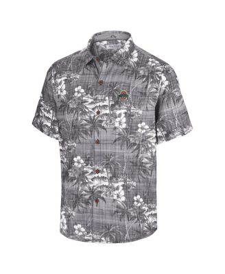 Men's Black Ohio State Buckeyes Coconut Point Isla Palmetta Camp Button-Up Shirt