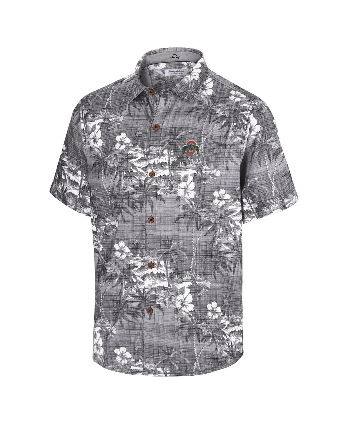Tommy Bahama Men's Black Ohio State Buckeyes Coconut Point Isla Palmetta Camp Button-Up Shirt