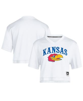 adidas - Women's White Kansas Jayhawks White Out Cropped T-Shirt