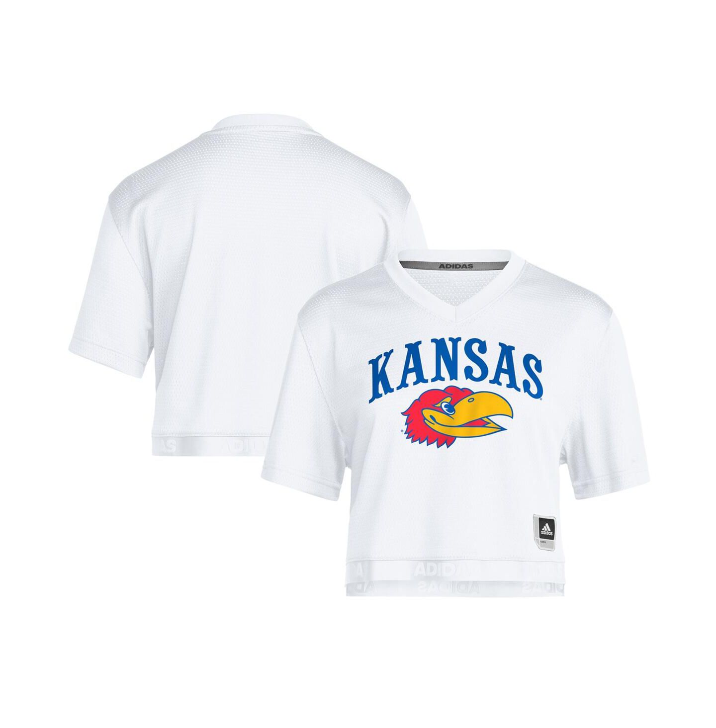 Женская футболка adidas White Kansas Jayhawks White Out Cropped — фото 1