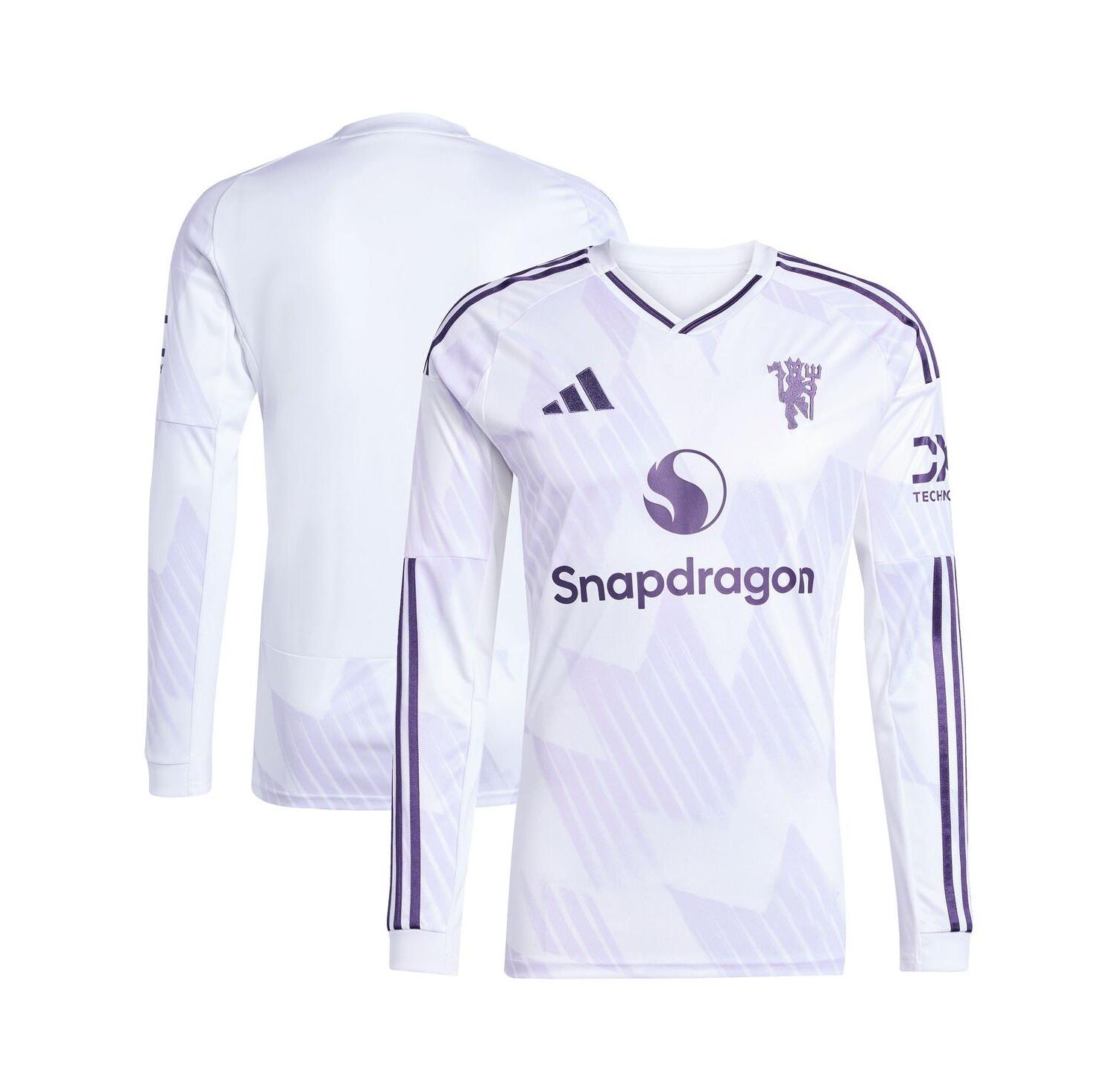 Men's White Manchester United 2025/26 Away Replica Long Sleeve Jersey