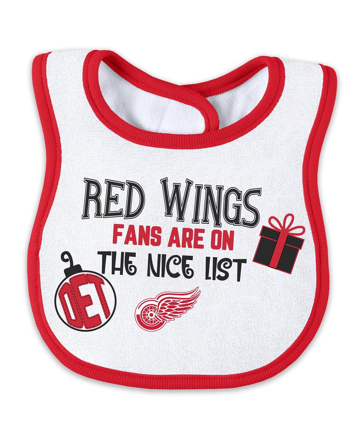 Wear by Erin Andrews Detroit Newborn Red Wings Allover Print Full-Zip Sleeper Bib Christmas Set