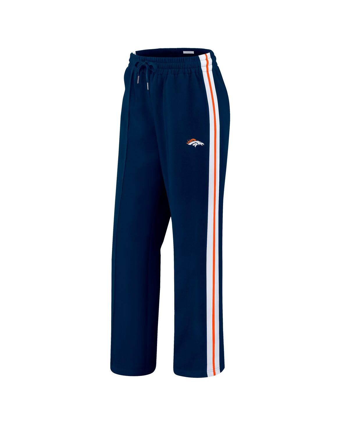 Wear By Erin Andrews Women's Navy Denver Broncos Color-block Straight Leg Pants In Blue