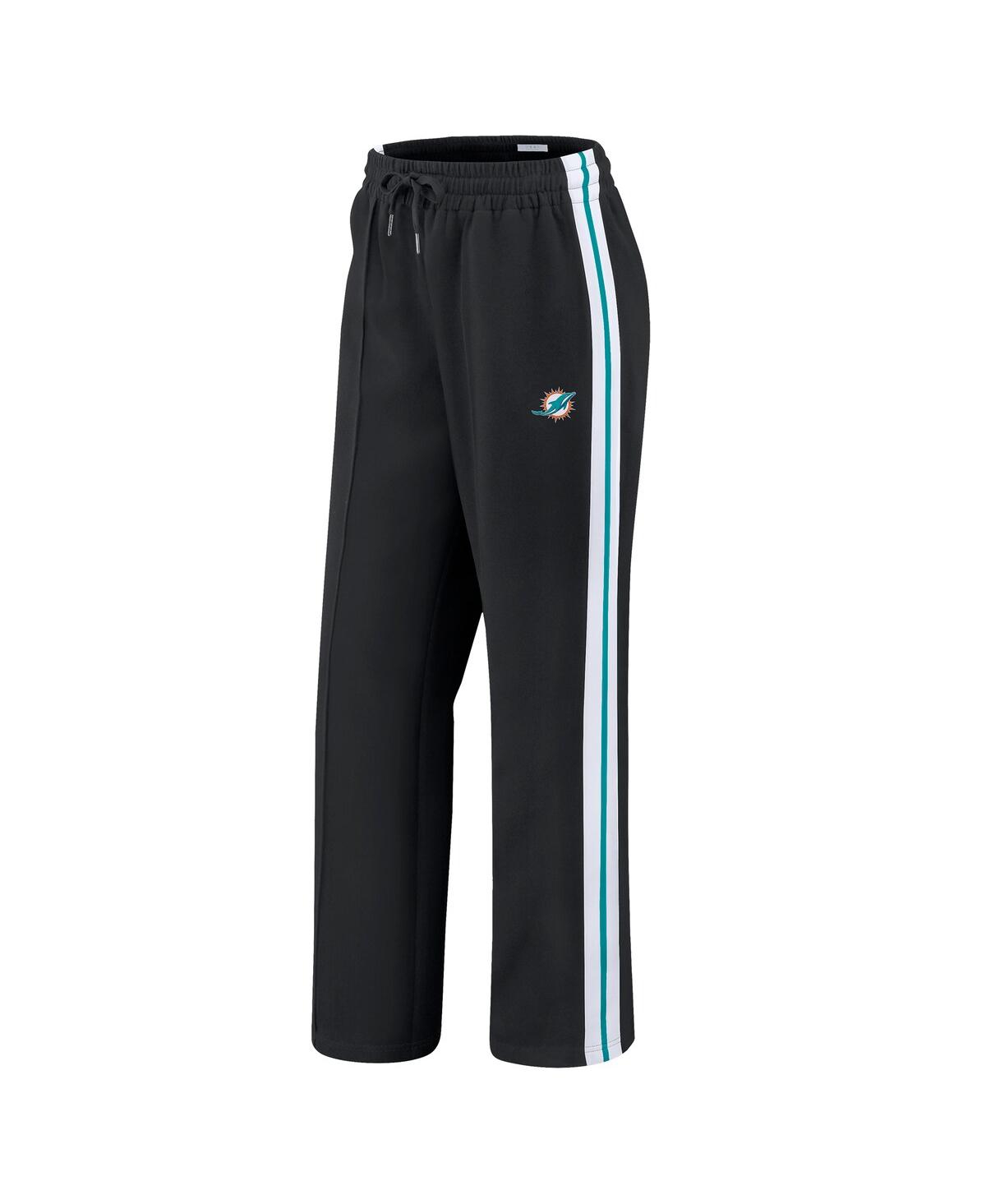 Wear By Erin Andrews Women's Black Miami Dolphins Color-block Straight Leg Pants In Black