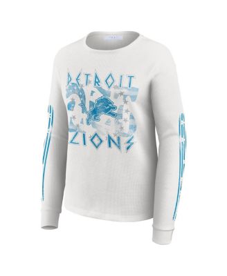 Women's White Detroit Lions Graphic Waffle Long-Sleeve T-Shirt