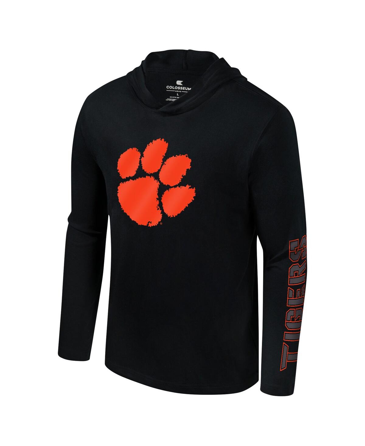 Colosseum Men's Black Clemson Tigers Color Pop Active Blend 2-hit Long Sleeve Hooded T-shirt In Black