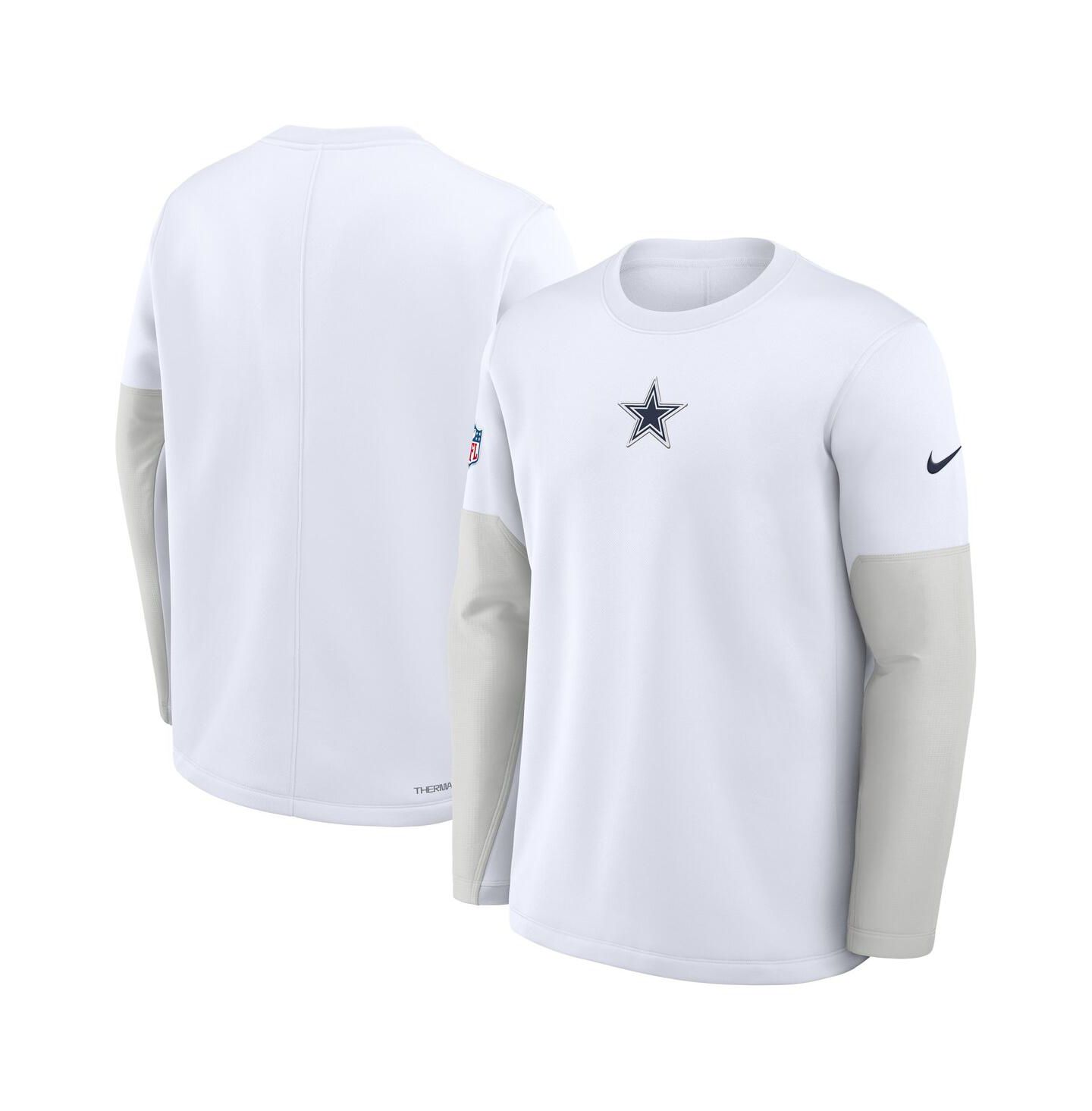 Мужская футболка Nike White Dallas Cowboys Sideline Scripted to Win Performance Long Sleeve — фото 1