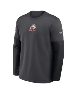 Men's Anthracite Cleveland Browns Sideline Scripted to Win Performance Long Sleeve T-Shirt