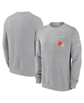 Nike - Men's Heather Gray Cleveland Browns Primetime Club Fleece Pullover Sweatshirt