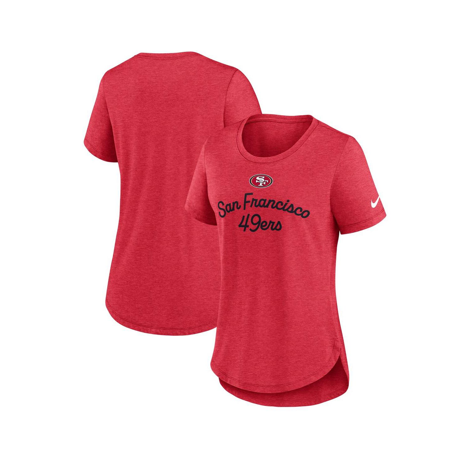 Women's Scarlet San Francisco 49ers Script Tri-Blend T-Shirt