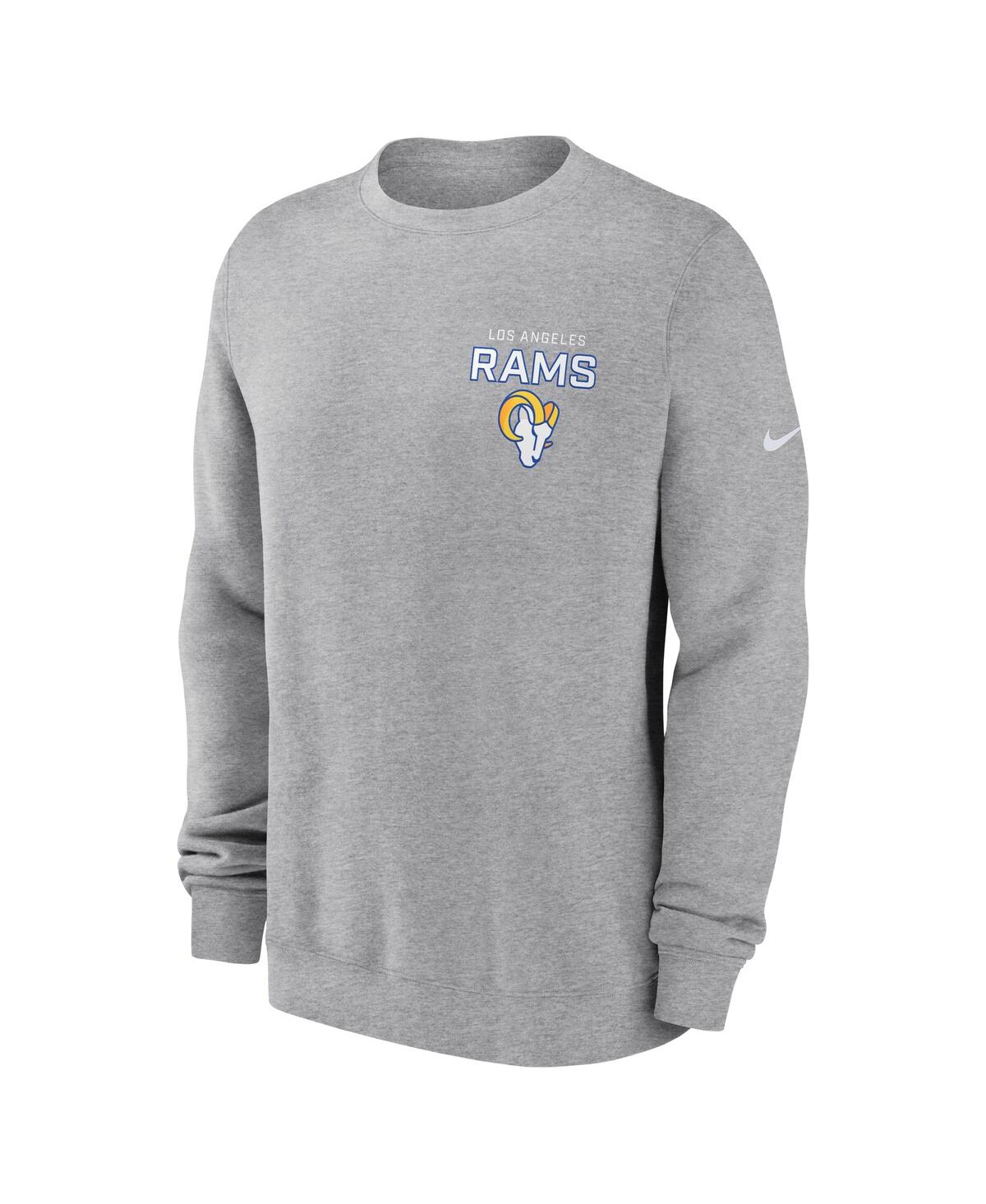 Nike Men's Heather Gray Los Angeles Rams Primetime Club Fleece Pullover Sweatshirt In Gray