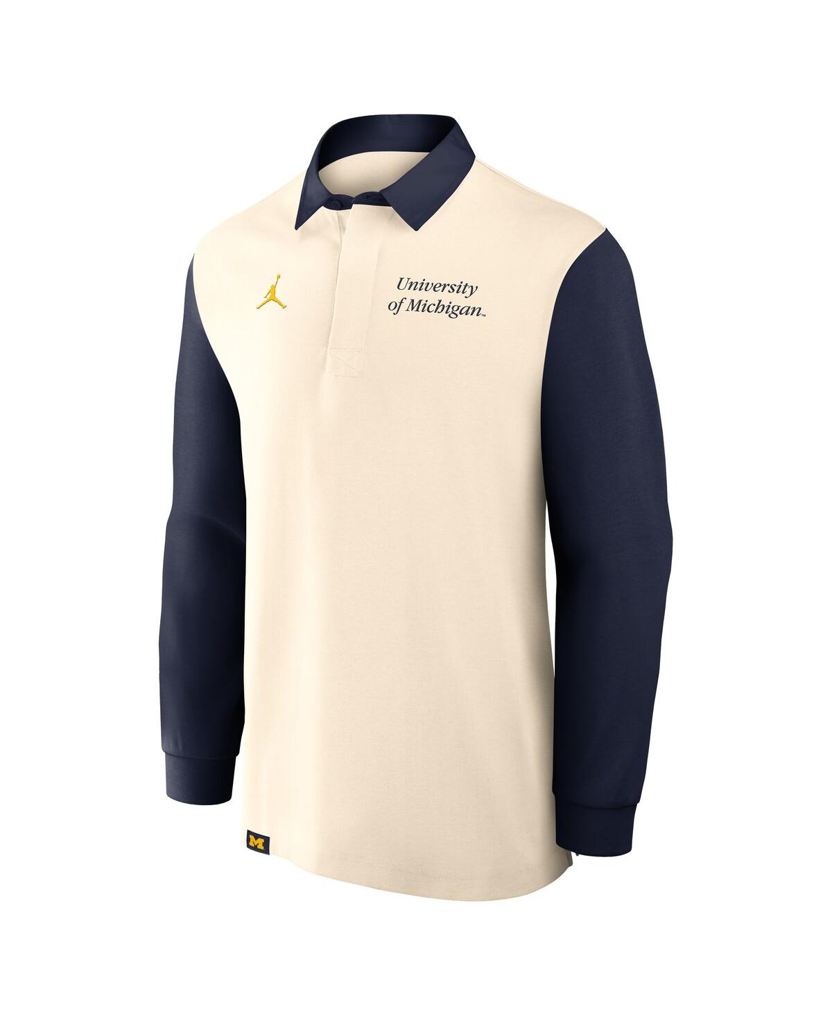 Jordan Men's Cream/Navy Michigan Wolverines Rugby Long Sleeve Shirt