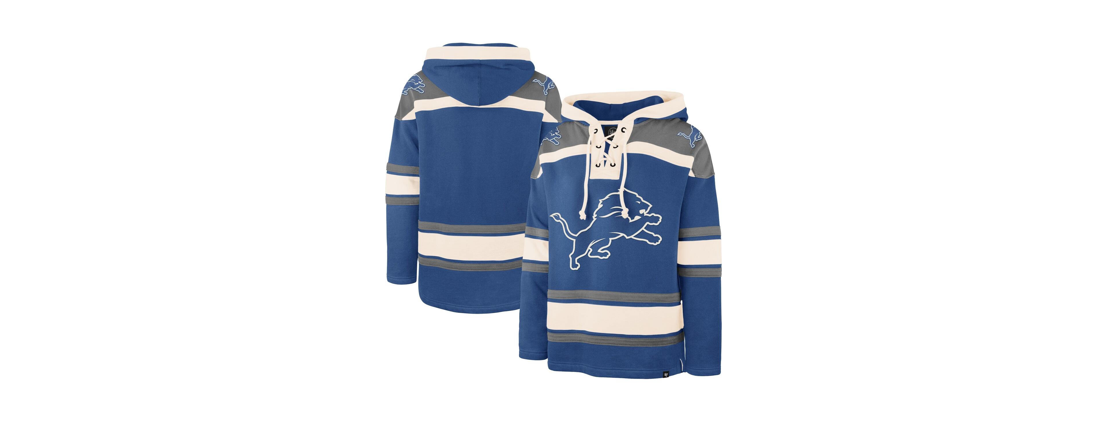 47 Brand Men's Blue Detroit Lions Superior Lacer Hoodie